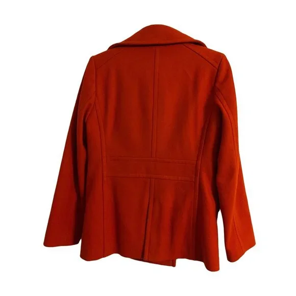 J. Crew Wool Blend Pea Coat Burnt Orange Double Breasted Coat Size S - Picture 3 of 6